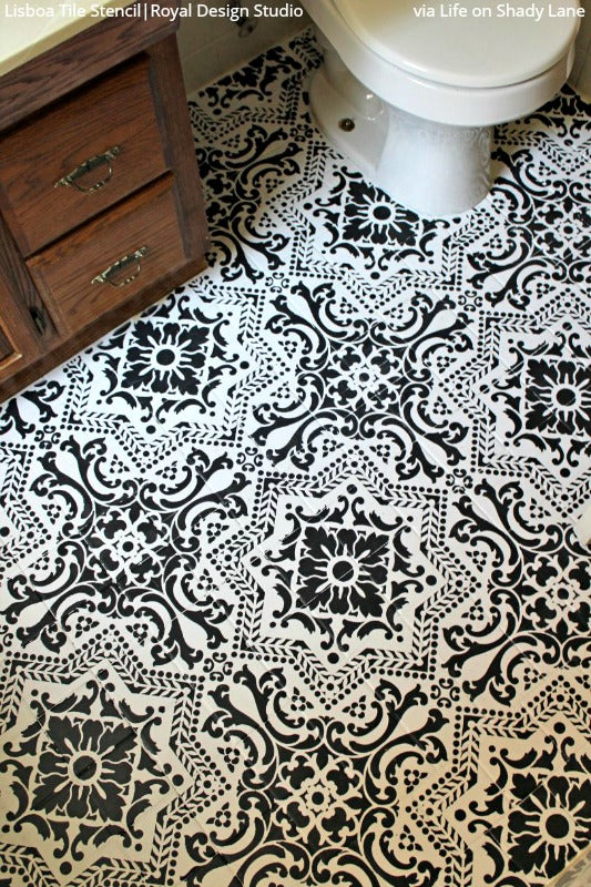 Lisboa Tile Stencil - Reusable DIY Ceramic Stencils for Home Decor, Wall Art & Craft Projects | Perfect for Bathroom, Kitchen Backsplash & Floor Tile Designs