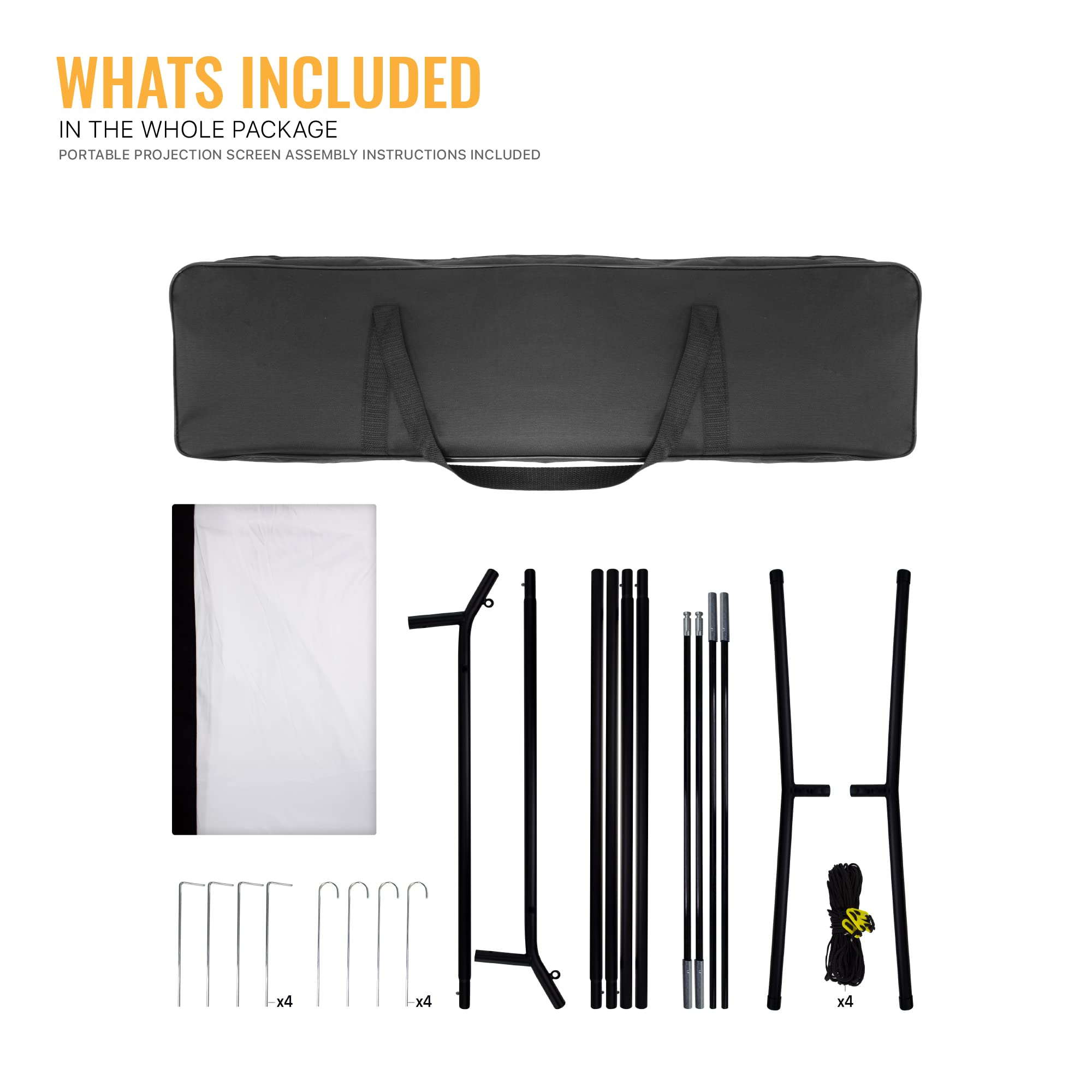 KHOMO GEAR 120 Inch Portable Projector Screen with Stand - Indoor & Outdoor Movie Projection Screen for Home Theater, Backyard Movies, Business Presentations - Front/Rear Projection - Perfect for Family Movie Nights, Outdoor Camping & Office Meetings
