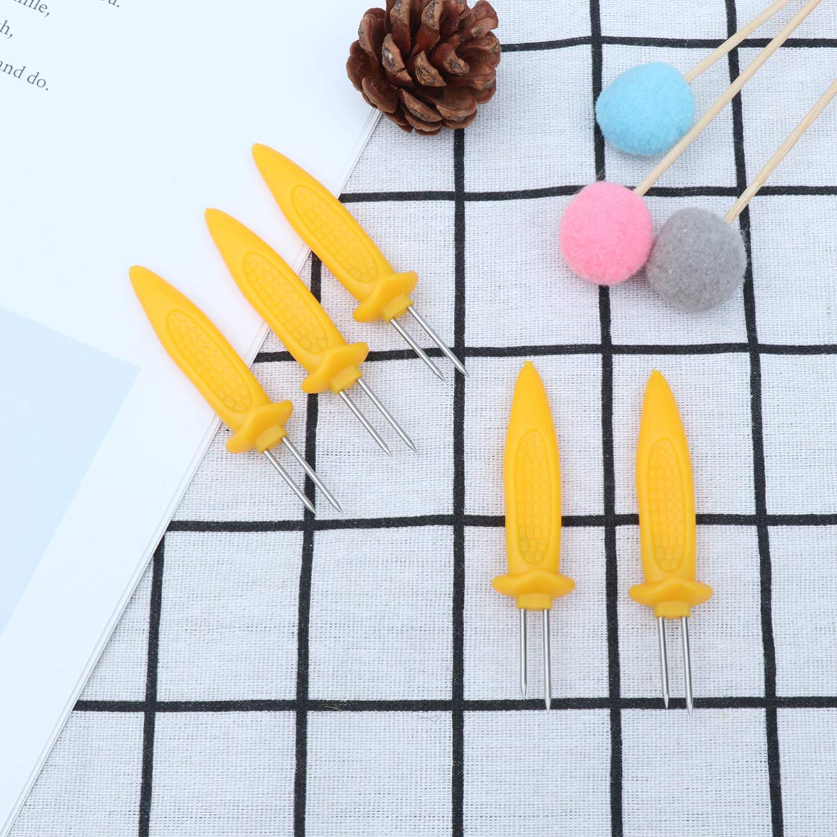 5-Piece Corn Handle Fondue Forks Set - BBQ Skewers for Meat, Fruit & Vegetables - Perfect for Outdoor Grilling, Fondue Parties & Camping Cooking