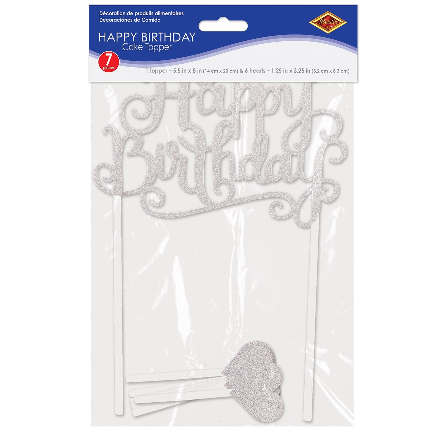 12 Pack Silver Happy Birthday Cake Toppers - Premium Party Decorations for Birthdays, Anniversaries & Celebrations