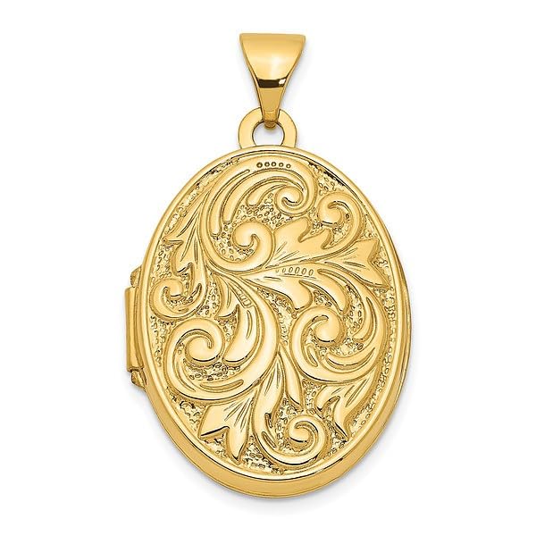 14K Solid Yellow Gold Personalized Photo Locket Necklace - 