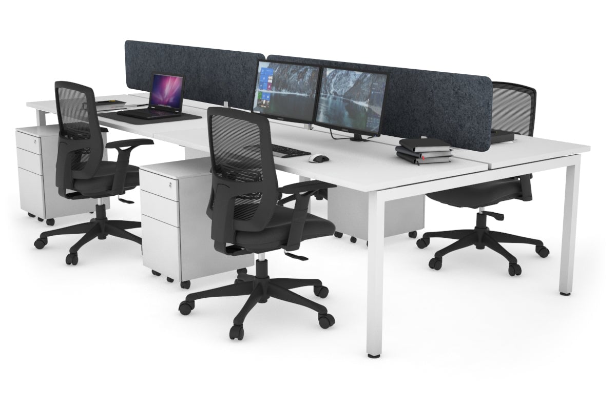 Quadro Square Legs 4-Person Office Workstation Desk - 1200L x 700W - Modern Office Furniture for Collaborative Workspaces & Team Meetings