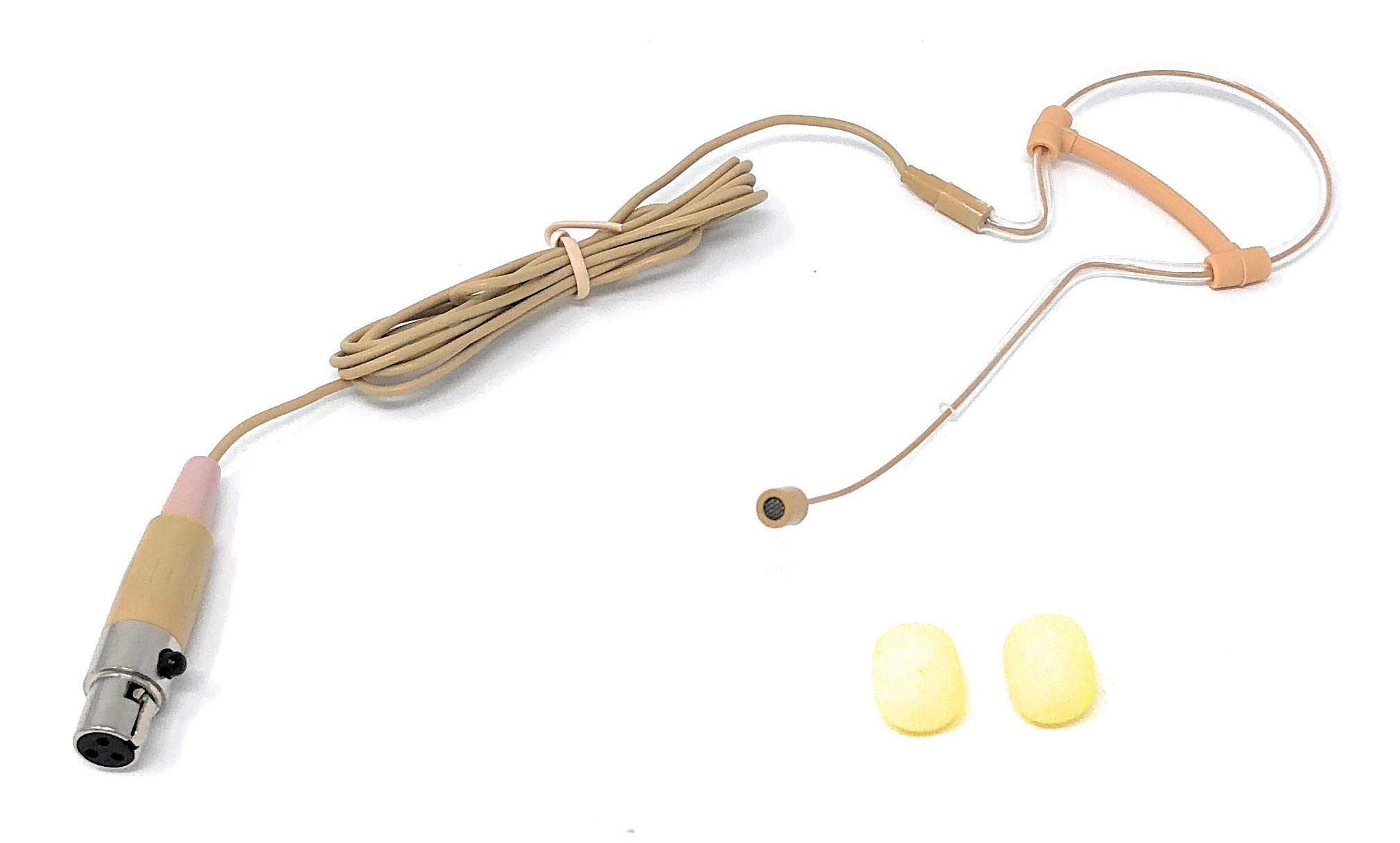 Professional Beige Single Headset Microphone with Mini XLR 3Pin Connector - Compatible with AKG & Samson Wireless Systems - Ideal for Live Performances, Podcasting & Broadcasting