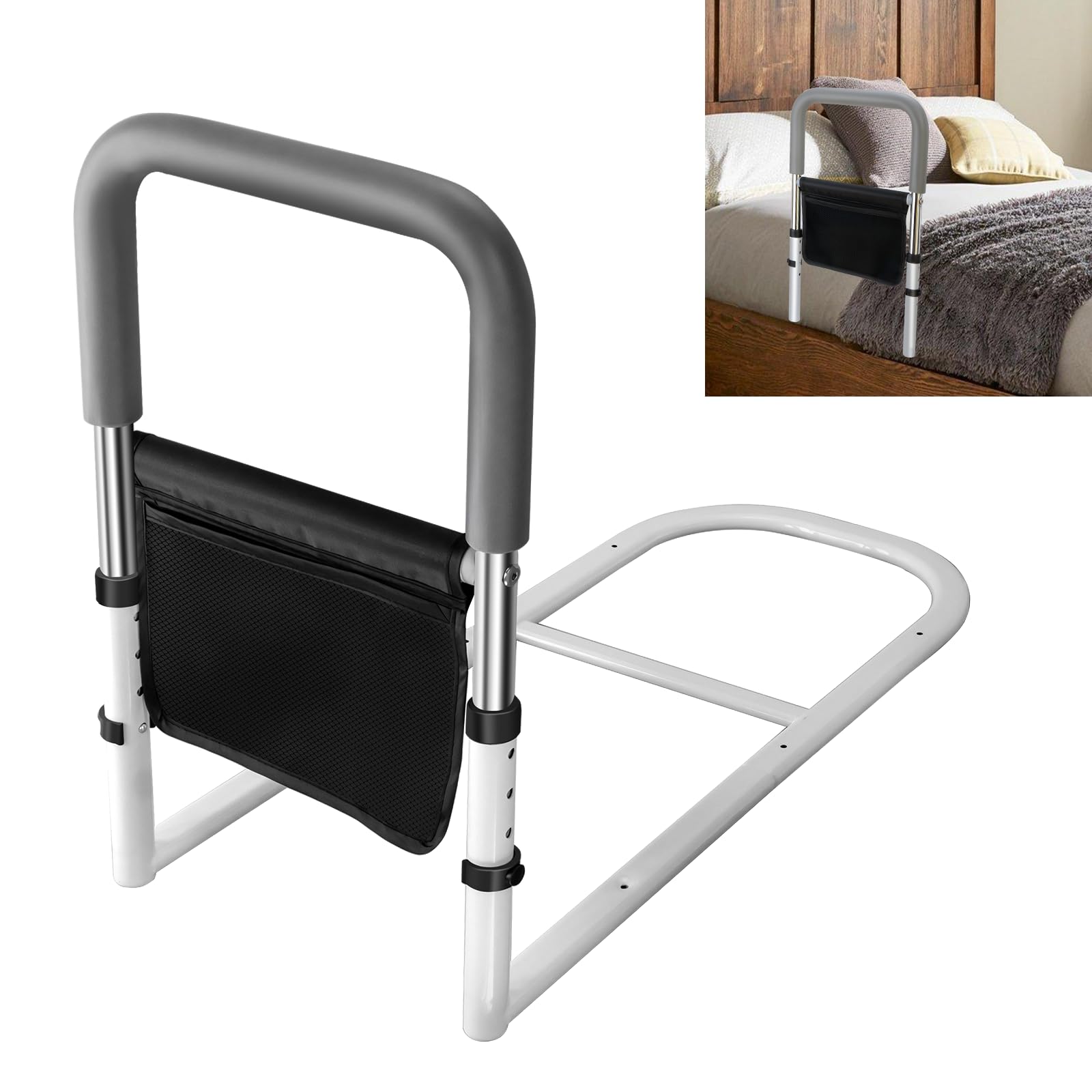 Adjustable Bed Rails for Elderly Adults - Safety Bed Assist Rails for Seniors Fall Prevention, Fits King Queen Full Twin Size Mattresses - Ideal for Home Care, Hospital Use & Mobility Assistance