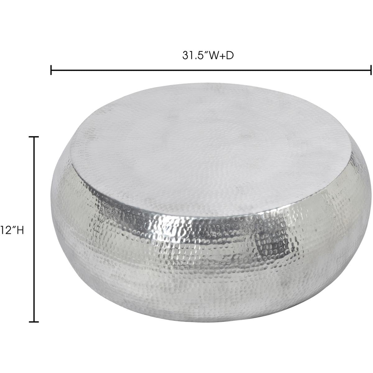 Moe's Home Collection Modern Silver Aluminum Coffee Table - Stylish & Durable Living Room Center Table for Small Spaces, Apartments & Lounge Decor