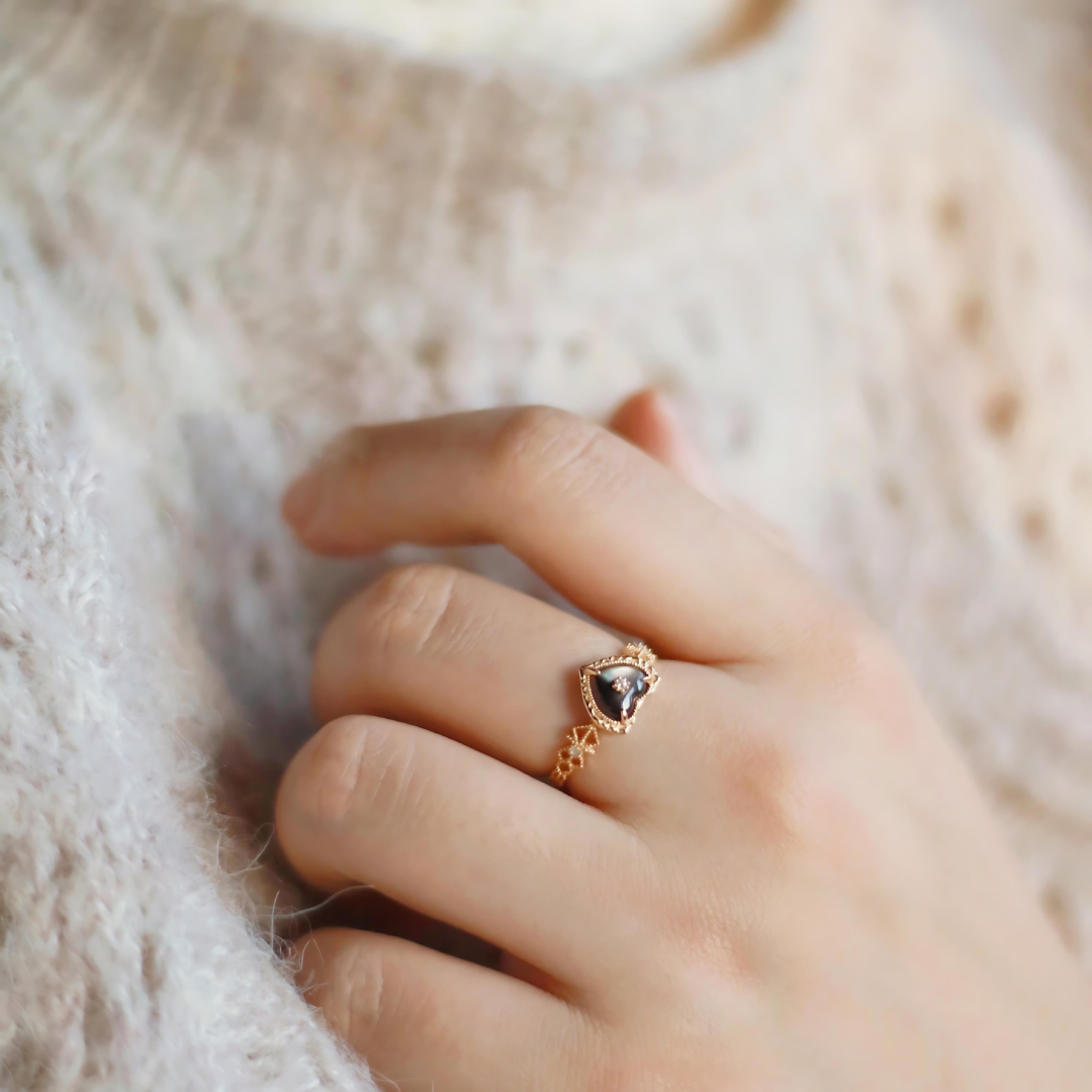 14K Gold Plated Vintage Heart Paua Shell Ring for Women - Elegant Bohemian Jewelry Gift for Valentine's Day, Anniversary & Special Occasions | TB1286