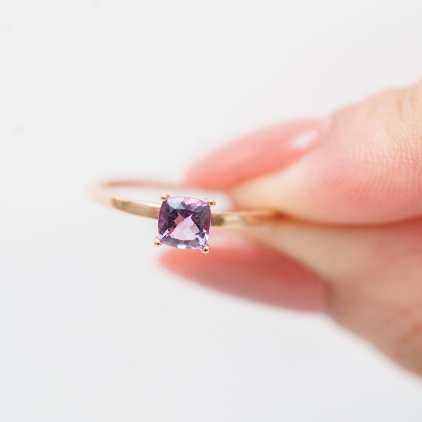 14K Rose Gold Cushion Cut Amethyst Cocktail Ring for Women - Elegant Statement Jewelry for Parties, Weddings & Special Occasions