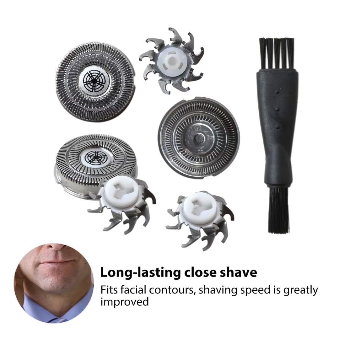 3Pcs Replacement Shaver Heads & 1 Cleaning Brush for Philips SW-S7105 Rotary Electric Shaver - Compatible with Norelco Style B Blades - Perfect for Travel, Home & Office Use