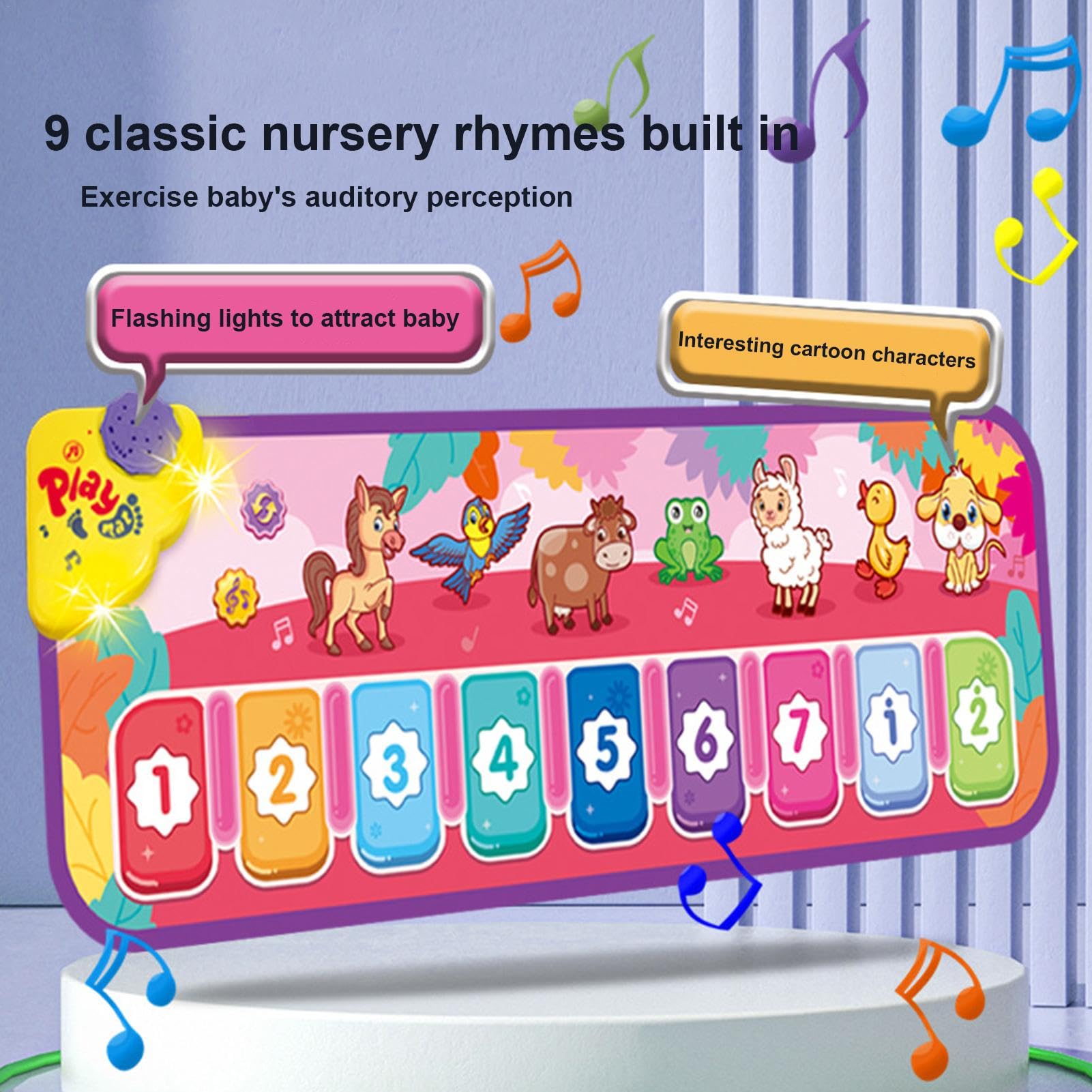 Oldmoom Musical Piano Play Mat - Interactive Dance & Keyboard Floor Mat with Built-in Songs | Fun Educational Toy for Kids | Perfect for Playtime, Birthday Gifts & Early Music Learning