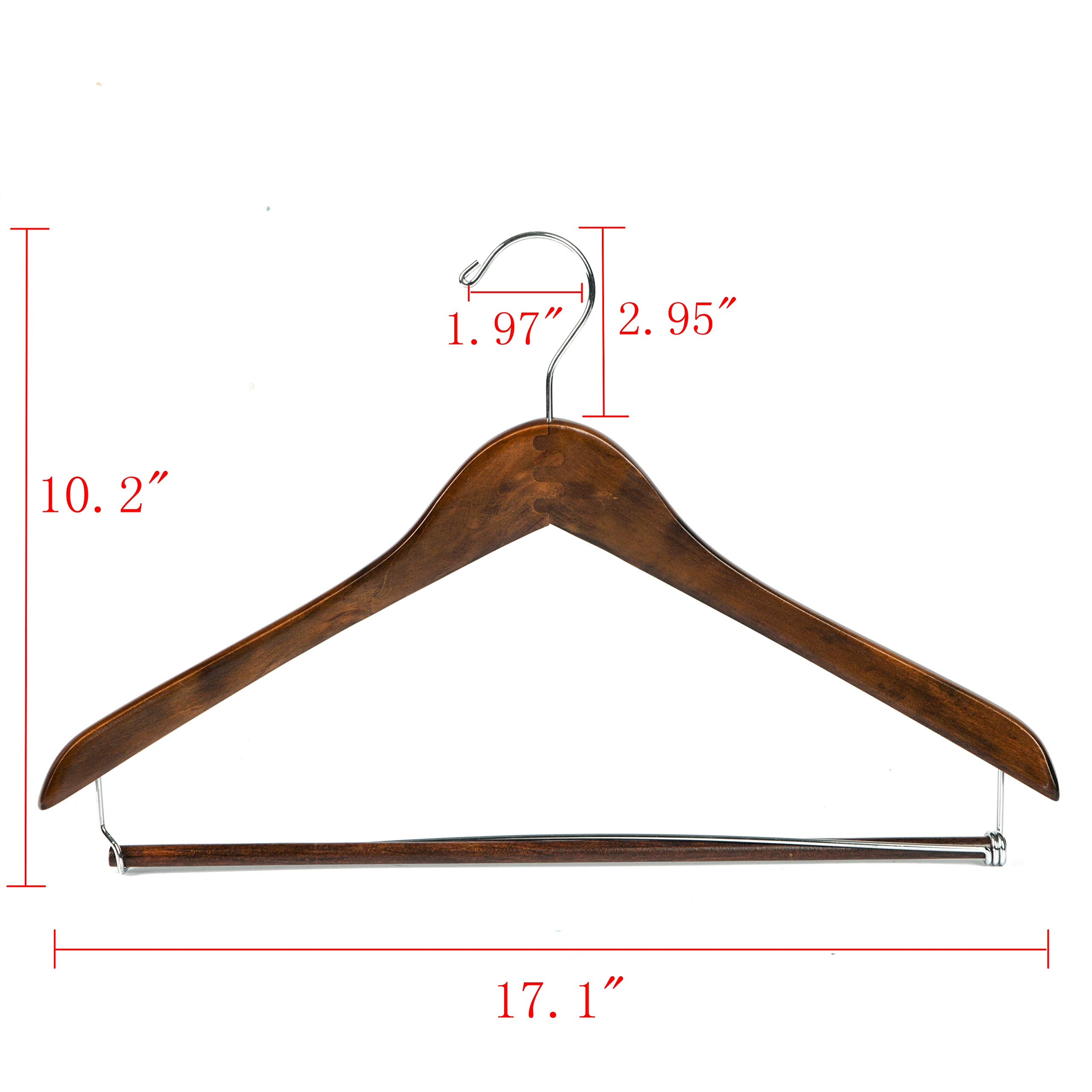 Premium 100-Pack Wooden Hangers for Suits & Coats - Heavy Duty Curved Shoulder Design with Locking Bar, Retro Finish - Ideal for Closet Organization, Travel & Luxury Garment Storage