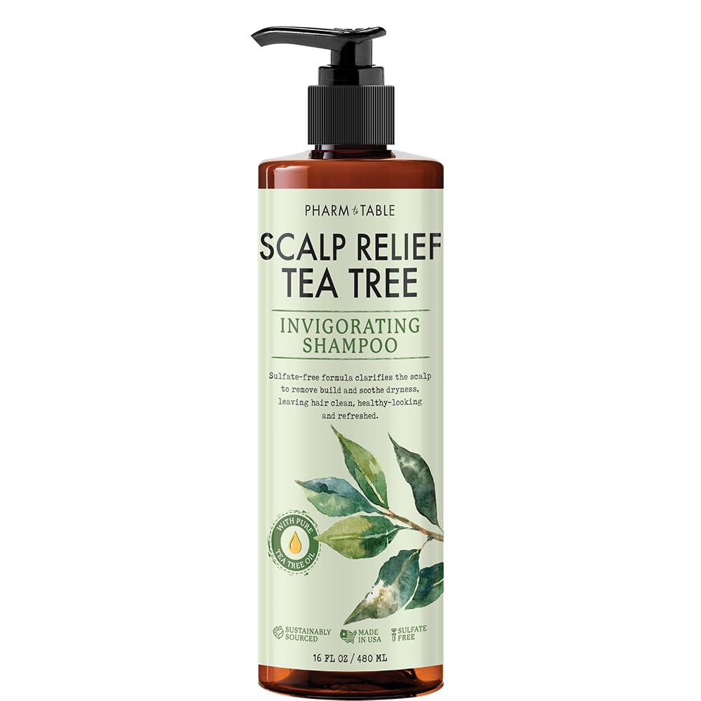 Tea Tree Shampoo for Men & Women - Sulfate-Free Deep Cleansing Formula with Tea Tree Oil, Mint, Biotin & Vitamin E - Relieves Dry Itchy Scalp - 16.2oz Bottle - Perfect for Daily Hair Care & Scalp Treatment