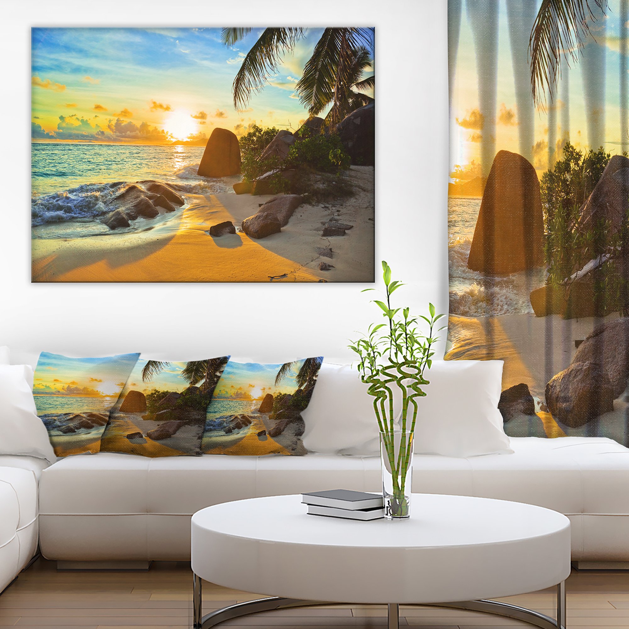Stunning Tropical Beach Sunset Landscape Photography Canvas Print - Perfect for Living Room, Bedroom & Office Wall Decor