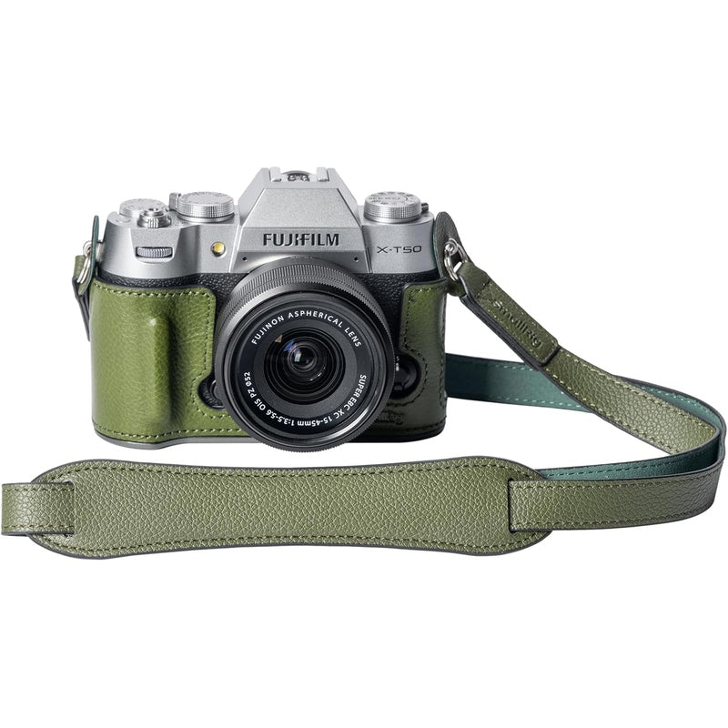 Premium Genuine Leather Half Case for FujiFilm X-T50 Camera - Protective Cover with Grip for Travel & Street Photography