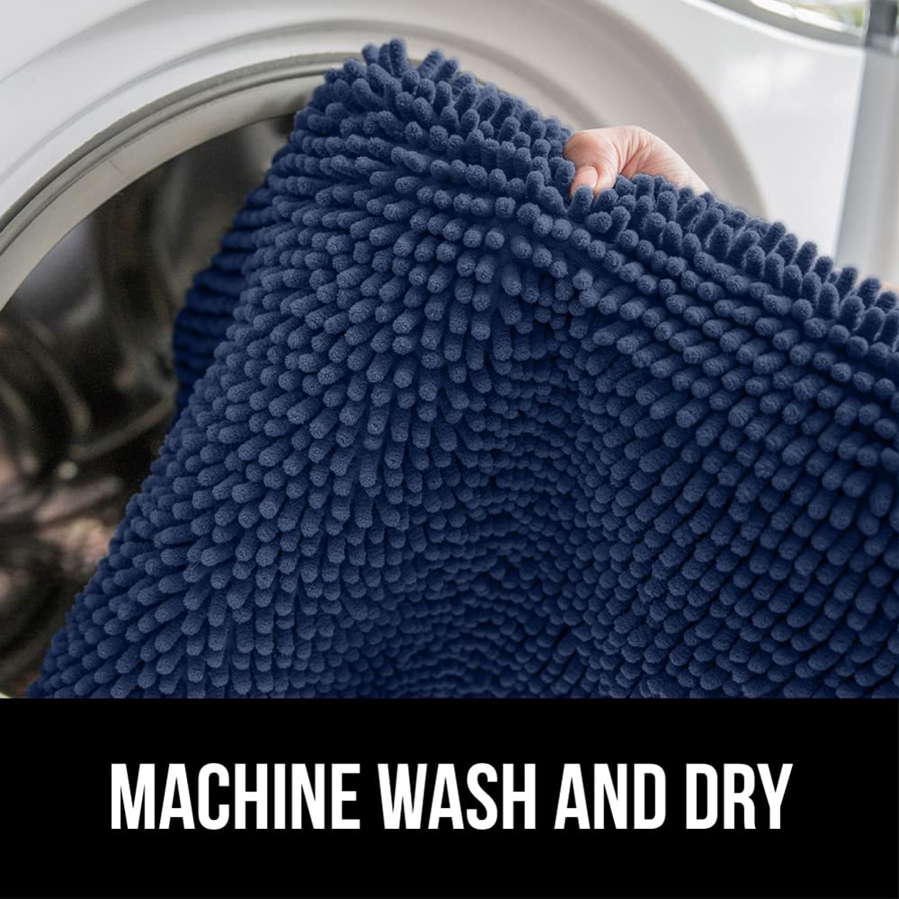 Gorilla Grip Bath Rug Mat 48x24 Inch - Super Soft Absorbent Chenille Shower Mat with Non-Slip Rubber Backing - Quick Dry Microfiber Bathroom Floor Rug - Machine Washable Bathmat Runner for Home Decor (Navy Blue) - Perfect for Bathroom, Shower, and Spa Areas