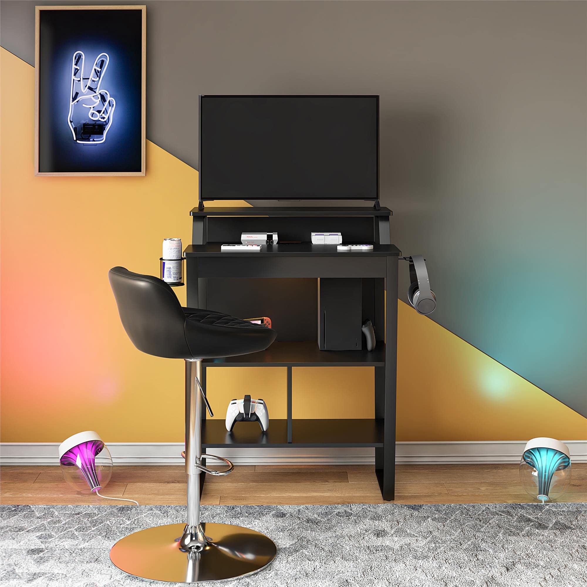 NTENSE Genesis Gaming Desk - Black Arcade Stand for PC & Console Gamers | Perfect for Home Office & Gaming Setup