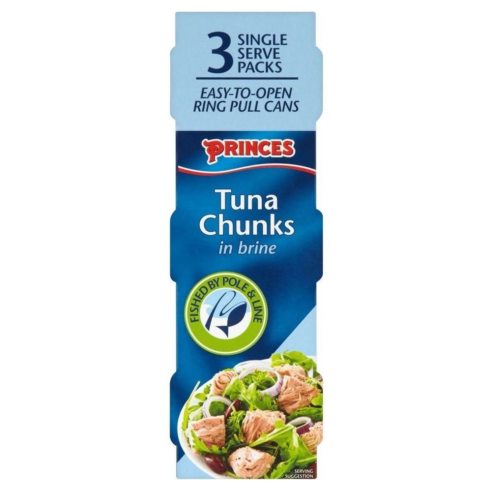 Princes Tuna Chunks in Brine (3x80g) - Pack of 6 Cans | Premium Canned Tuna for Salads, Sandwiches & Quick Meals | High Protein, Low Fat Seafood Snack