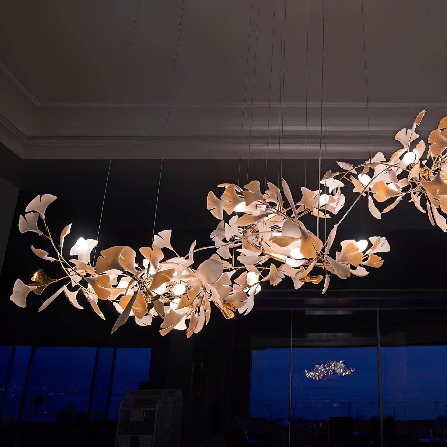 Ginkgo Leaf Chandelier - Elegant Modern Ceiling Light Fixture for Dining Room, Living Room & Bedroom Decor