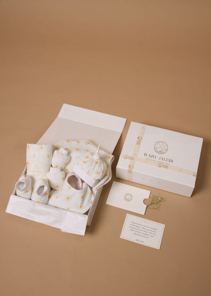 Arabesque Dreams Welcome Baby Gift Box - Elegant Newborn Baby Shower Present for Boys & Girls - Perfect for Birthdays, Christenings, and Special Celebrations