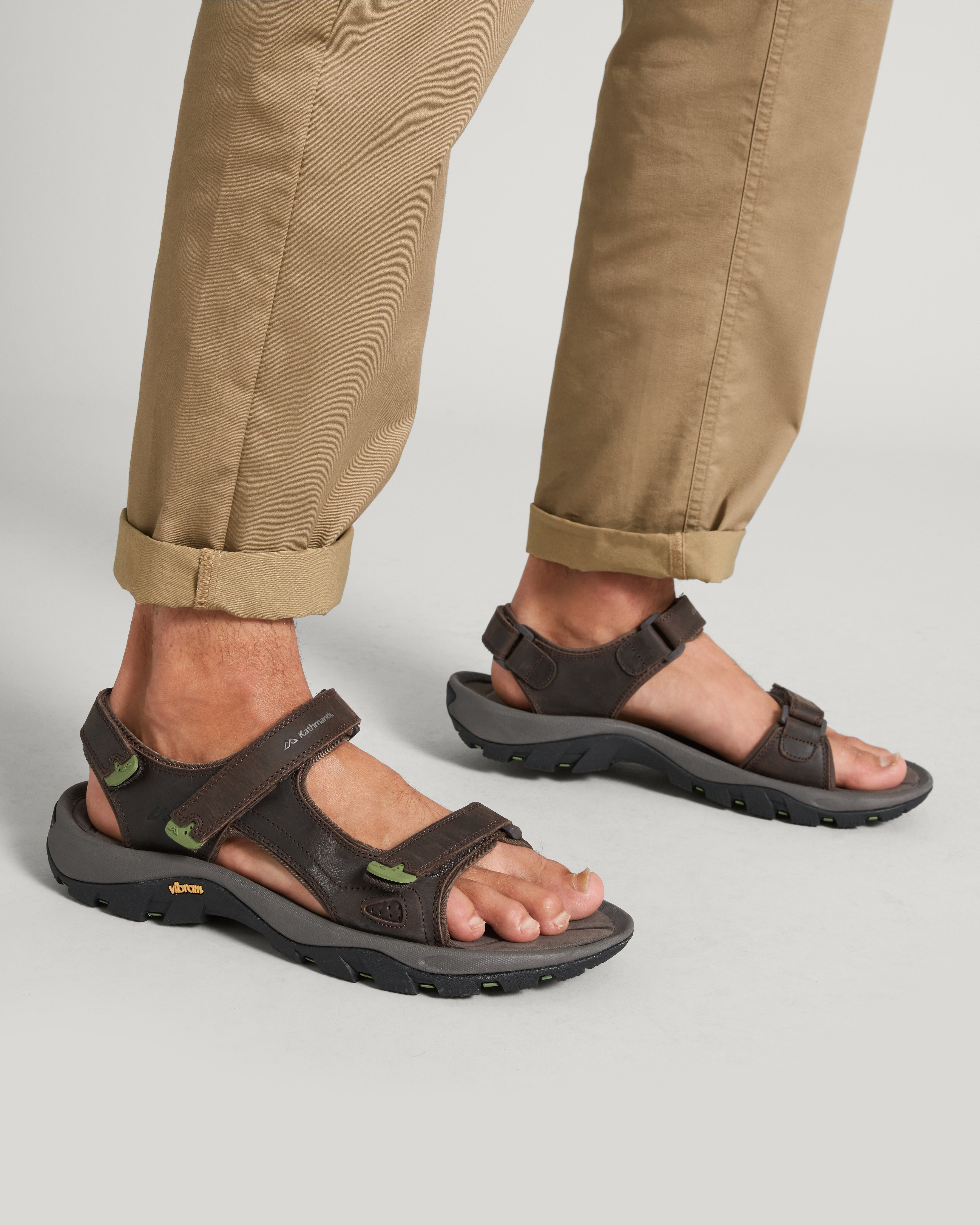 Men's Ingott Comfortable Leather Sandals - Dark Brown for Outdoor Walking & Beach Vacations