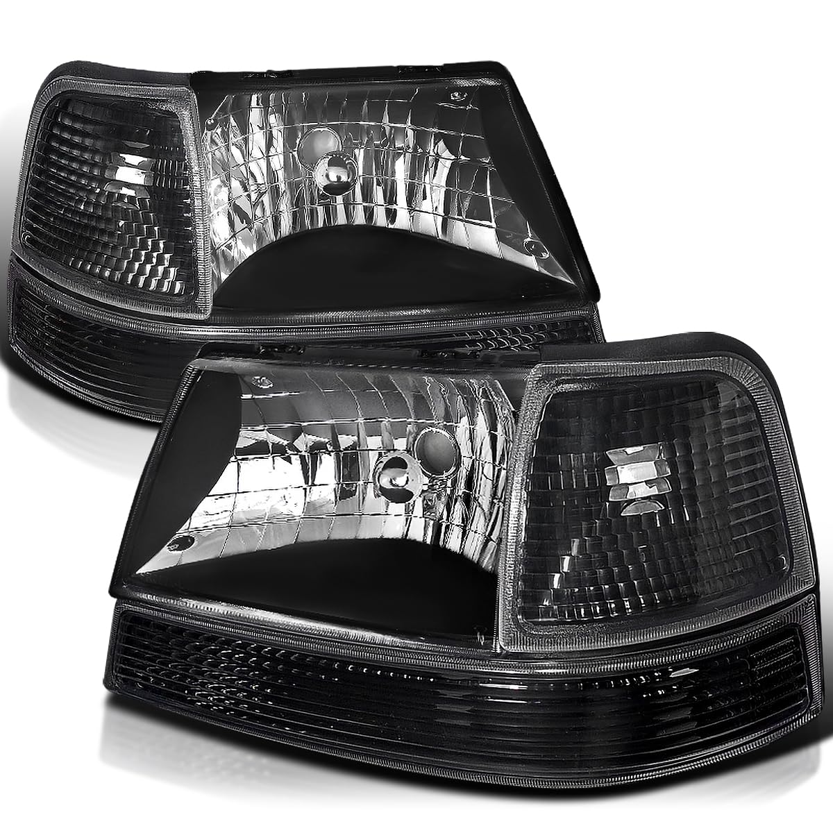 Spec-D Tuning Black LED Headlights & Corner Lights Pair for 1998-2000 Ford Ranger - Upgrade Replacement Assembly for Improved Night Visibility & Off-Road Driving