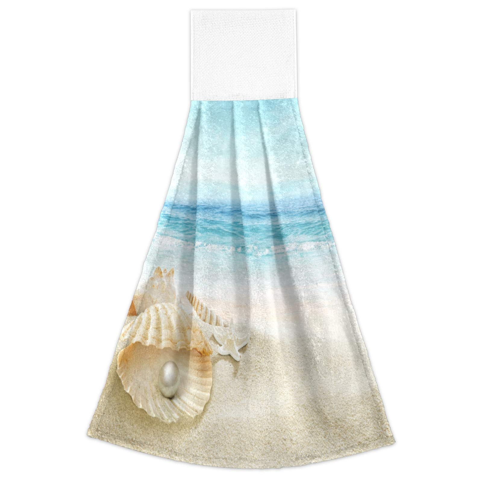 Qilmy Sea Beach Starfish Hanging Kitchen Towels 2-Pack - Soft Absorbent Hand Towels for Bathroom, Kitchen & Decor (12x17 Inches) - Perfect for Coastal Themed Homes, Beach House Decor & Gift Giving