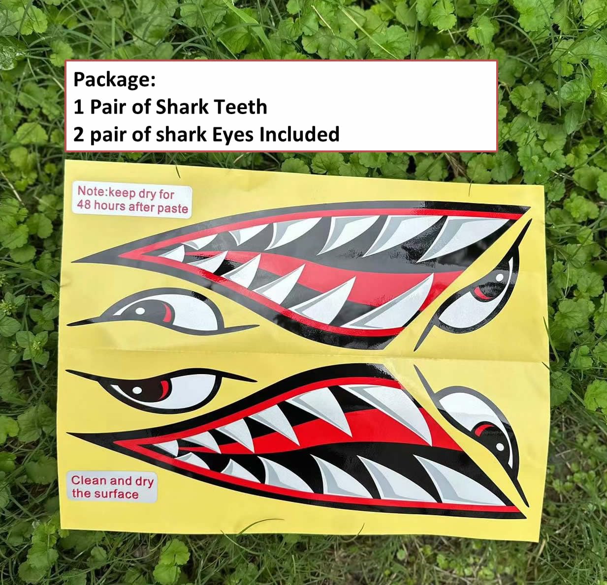 Shark Teeth Decals - 14.8 x 5.0 Inches Reflective Vinyl Stickers for Fishing Boats, Canoes, Trucks & Kayaks - Durable Waterproof Accessories for Outdoor Adventures & Marine Safety