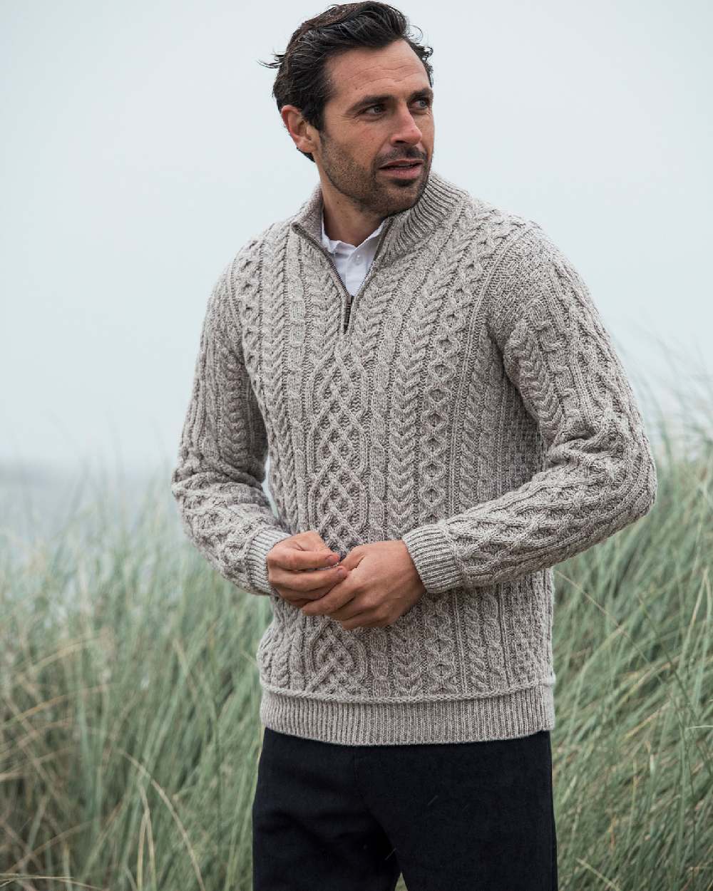 Aran Supersoft Merino Wool 1/2 Zip Sweater for Men & Women - Cozy Winter Pullover for Outdoor Activities & Casual Wear