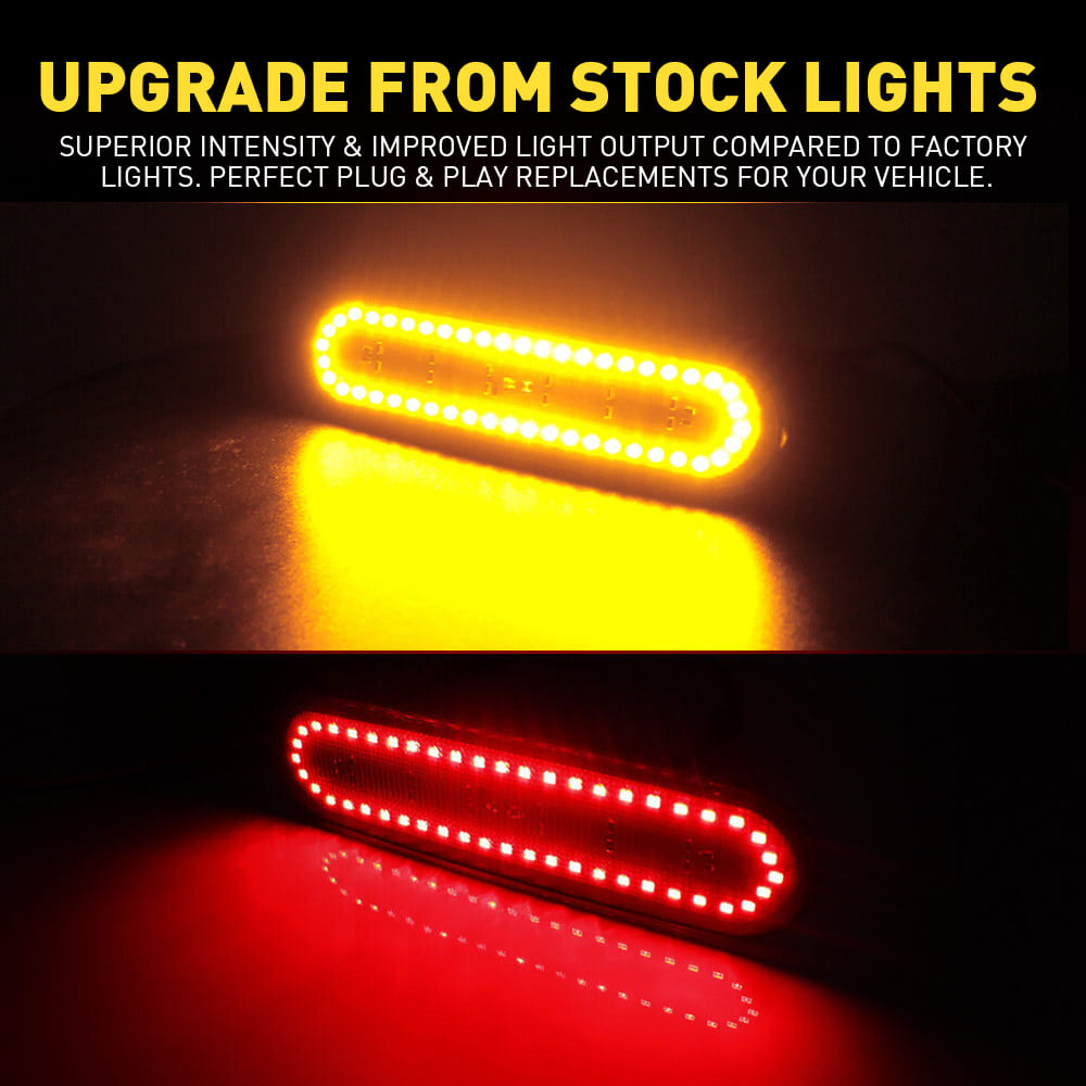 Smoked LED Side Marker Light Amber/Red for 2002-2005 Honda Civic Si EP3 3-Door - Front & Rear Bumper Replacement - Enhances Visibility & Style for Night Driving and Car Shows