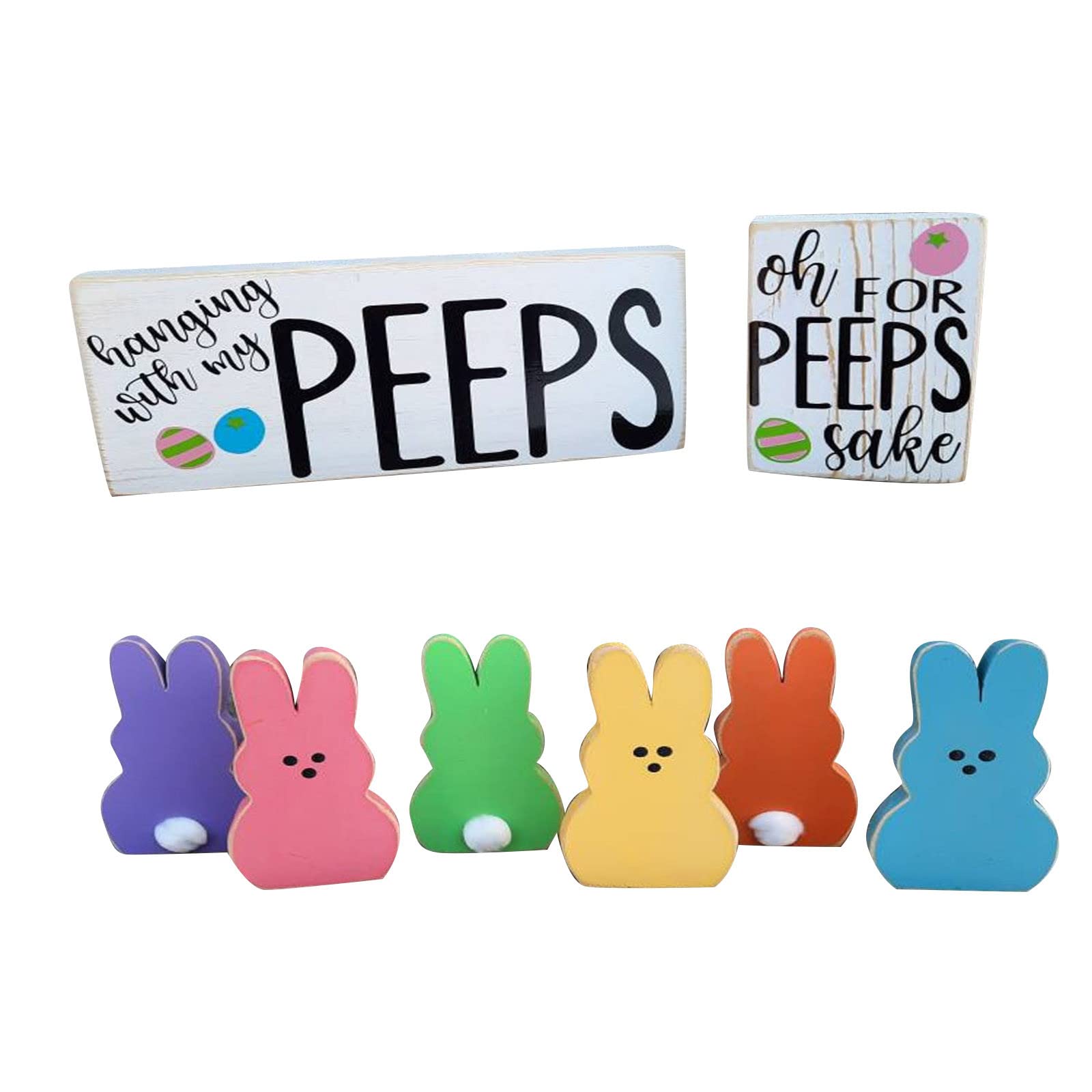 NOVESIXT Easter Tiered Tray Decorations - Farmhouse Easter Bunny Ornaments, Wooden Holiday Decor for Spring Parties (Tray Not Included) | Perfect for Easter Home Decor, Table Centerpieces & Seasonal Display