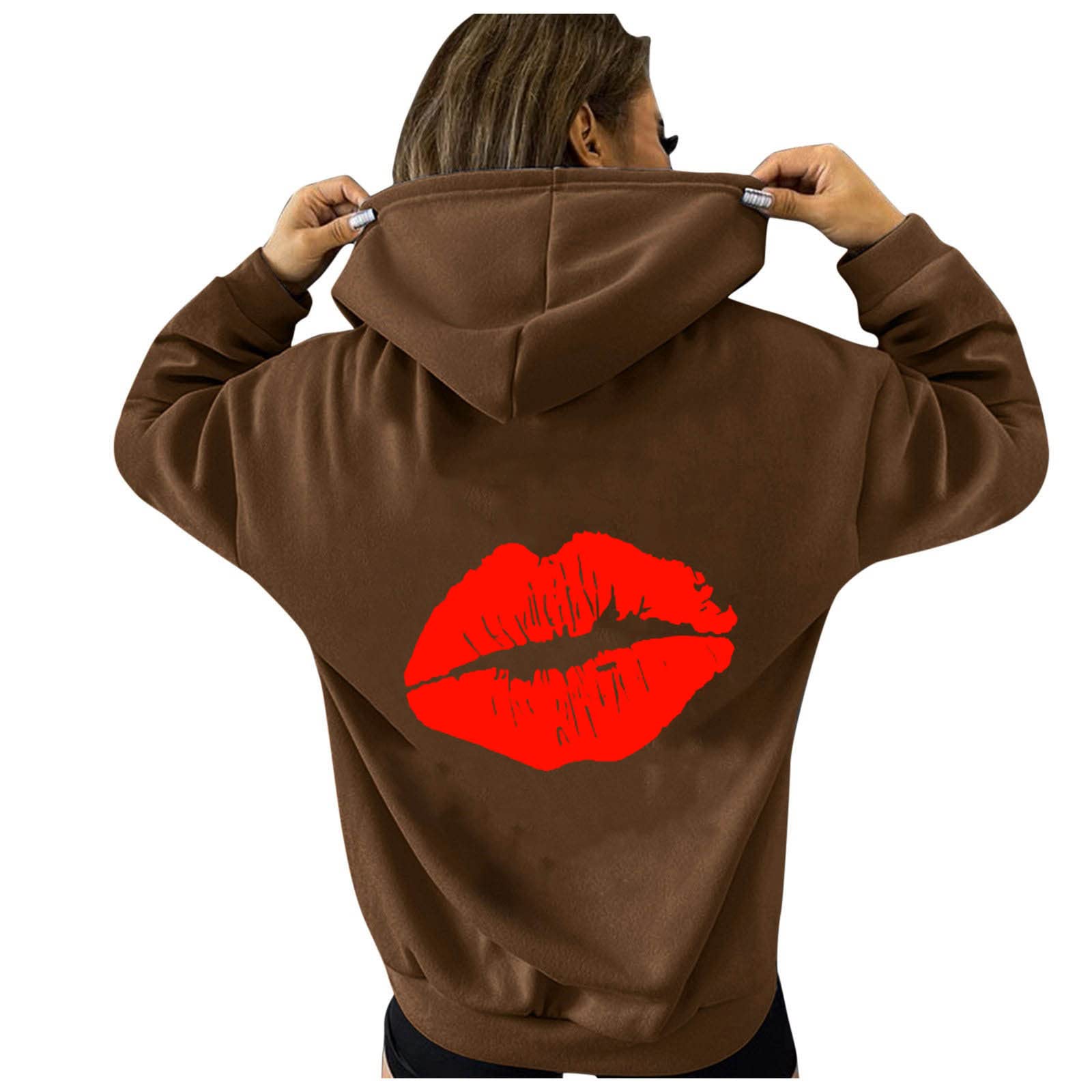 Women's Zip Up Hoodie - Loose Fit Love Letter Printed Sweatshirt, Long Sleeve Casual Pullover for Everyday Wear | Perfect for Outdoor Activities, Gym & Lounge