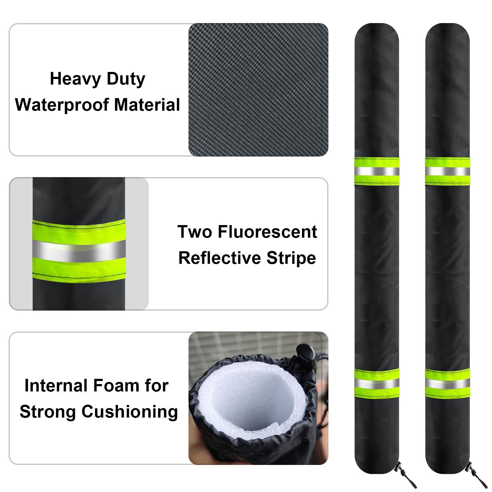 Heavy Duty Boat Trailer Guide Pole Pads - UV Proof for Pontoon, Jet Ski & Fishing Boats - Set of 2