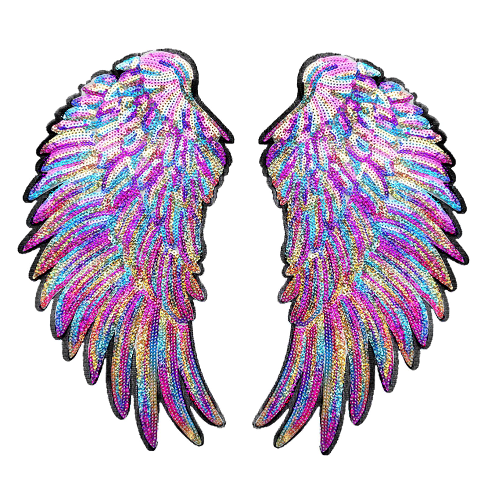 Abbraccia 1 Pair of Rainbow Sequins Glitter Patches for Jackets - Perfect for DIY Customization, Denim, Bags, and Accessories