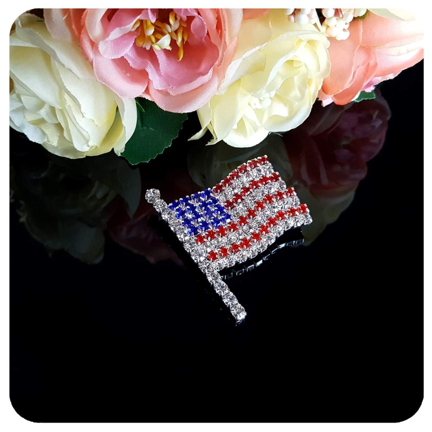 Sparkling Rhinestone USA Flag Brooch Pin - Patriotic Jewelry Gift for Women & Men | Perfect for Independence Day, Veterans Day & National Holidays