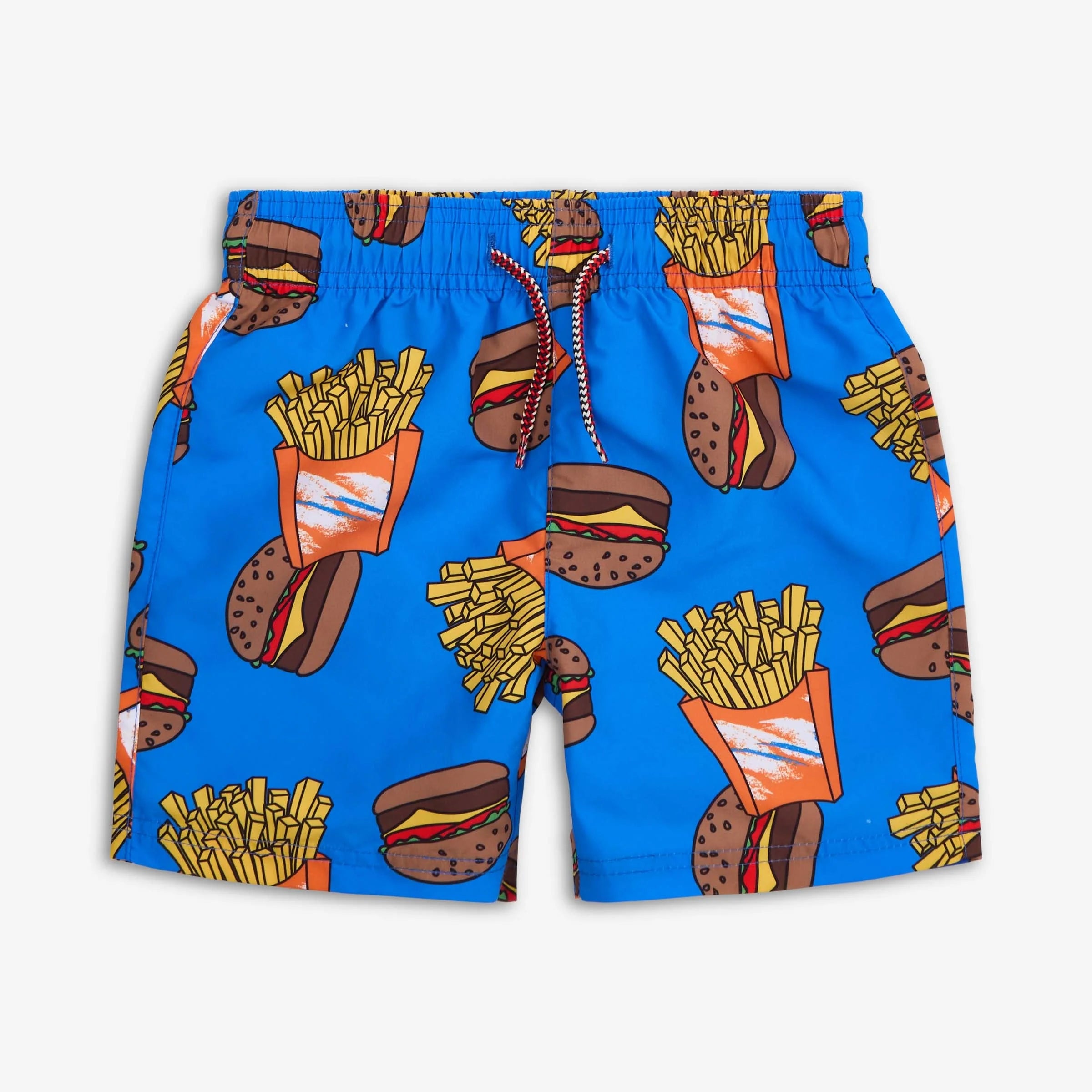 Appaman Burgers & Fries Swim Trunks for Men - Quick Dry Beach Shorts with Fun Food Print - Perfect for Pool Party, Summer Vacation & Water Activities