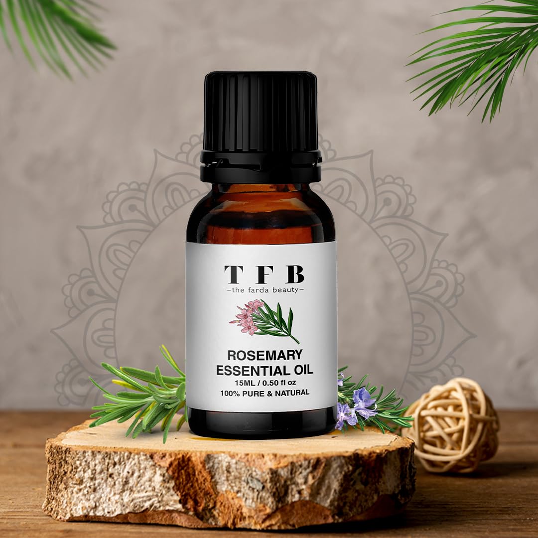 TFB Sandalwood and Rosemary Essential Oils Set - 100% Pure Undiluted for Scalp Care, Skin Rejuvenation, Mood Enhancement & Stress Relief - 15ml (Pack of 2) - Perfect for Aromatherapy, Massage & DIY Beauty Products