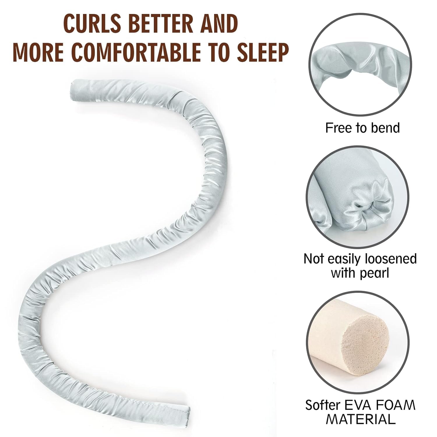 SIYAA Heatless Curling Rod Headband - Soft Silk Hair Rollers for Long Hair with Hair Clips & Scrunchies | Overnight Curling Styling Tools for Beautiful Waves | Perfect for Sleep, Travel & Special Occasions