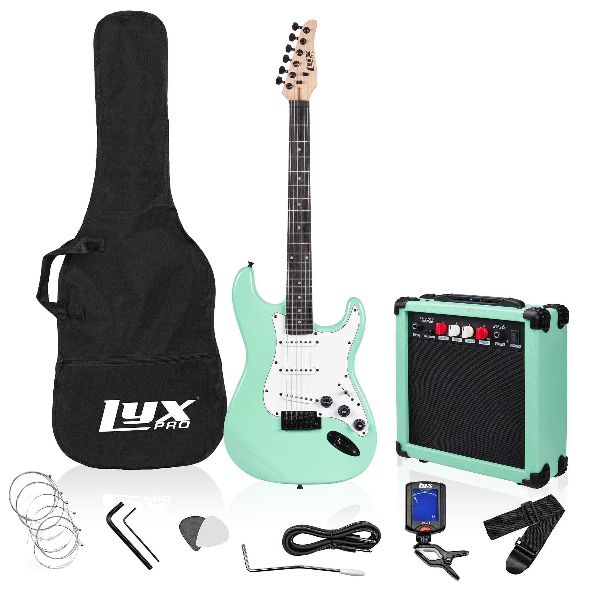 LyxPro 36 Inch 3/4 Size Beginner Electric Guitar Kit for Kids - Includes Amp, Strings, Picks, Strap, Tuner, Cable & Gig Bag - Perfect for Learning, Practice & Home Performances (Green)