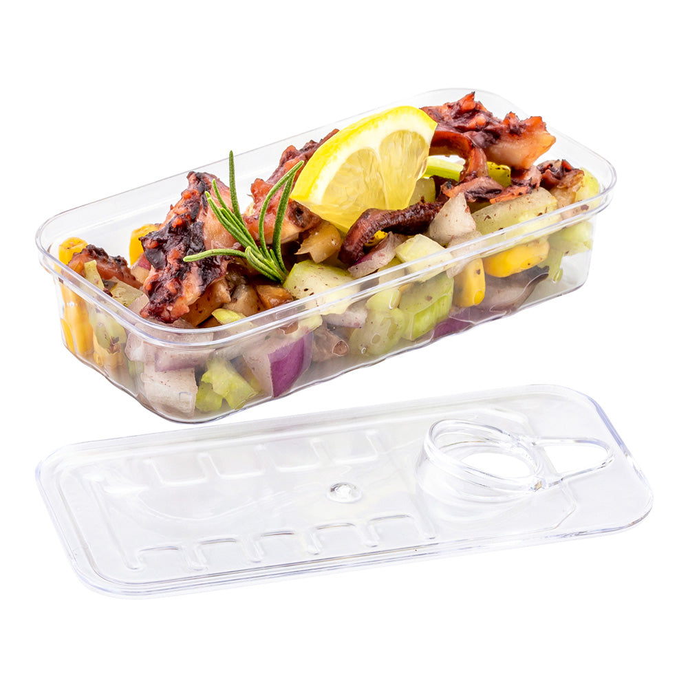2 oz Rectangle Clear Plastic Tin Can with Lid - 4