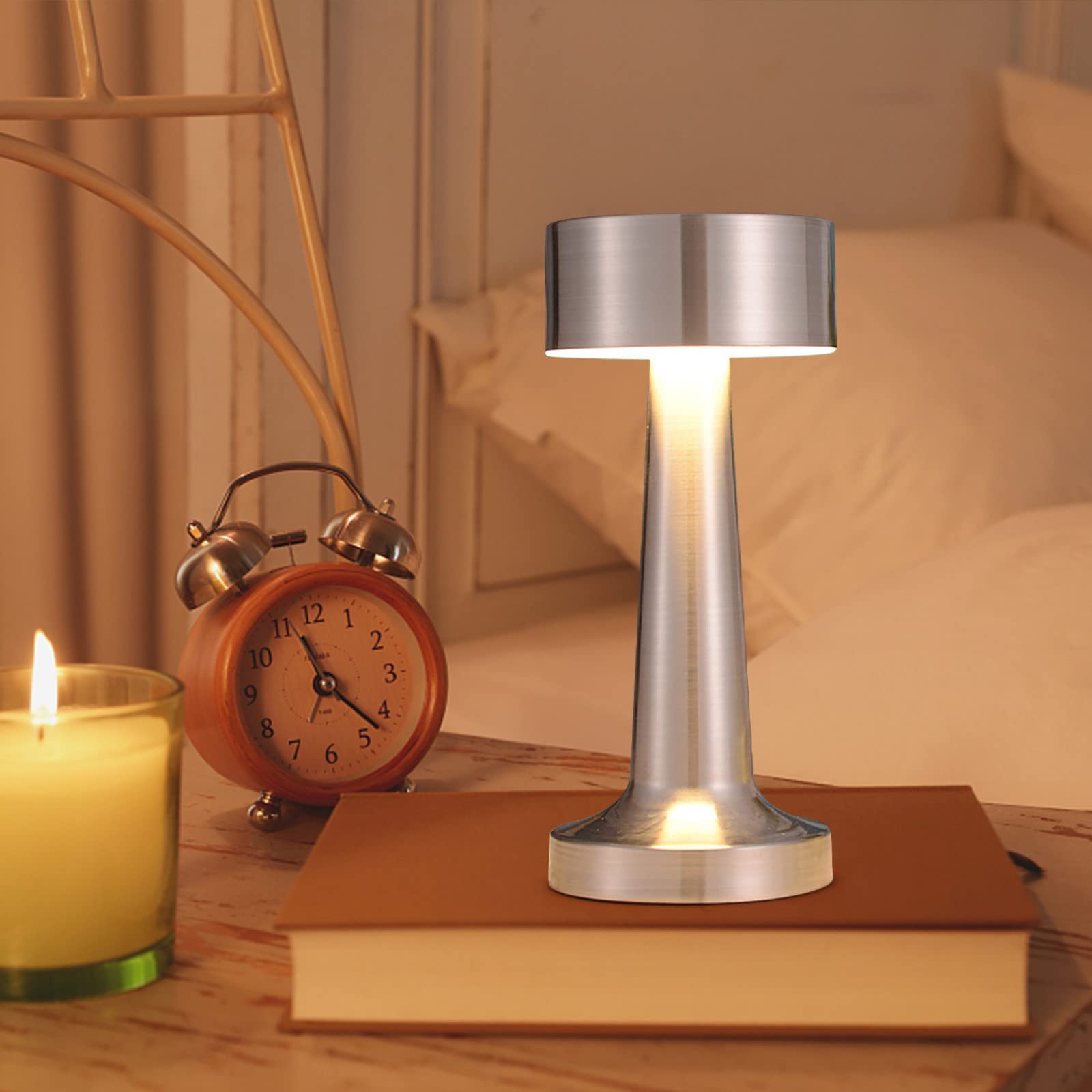 Premium LED Desk Lamp with USB Charging & Touch Control - 3 Brightness Levels, Eye-Caring Night Light for Home Office, Study & Bedroom Reading - Wireless Rechargeable Modern Desk Light for Work & Relaxation
