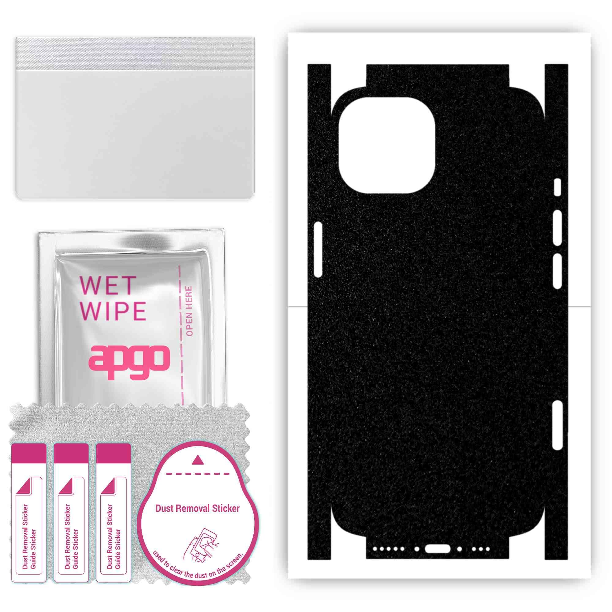 APGO Skin Protector, Vinyl Structured Film for Apple iPhone 15 Back + Sides - Matte Black Pattern | Scratch-Resistant Case Cover for Everyday Protection & Style