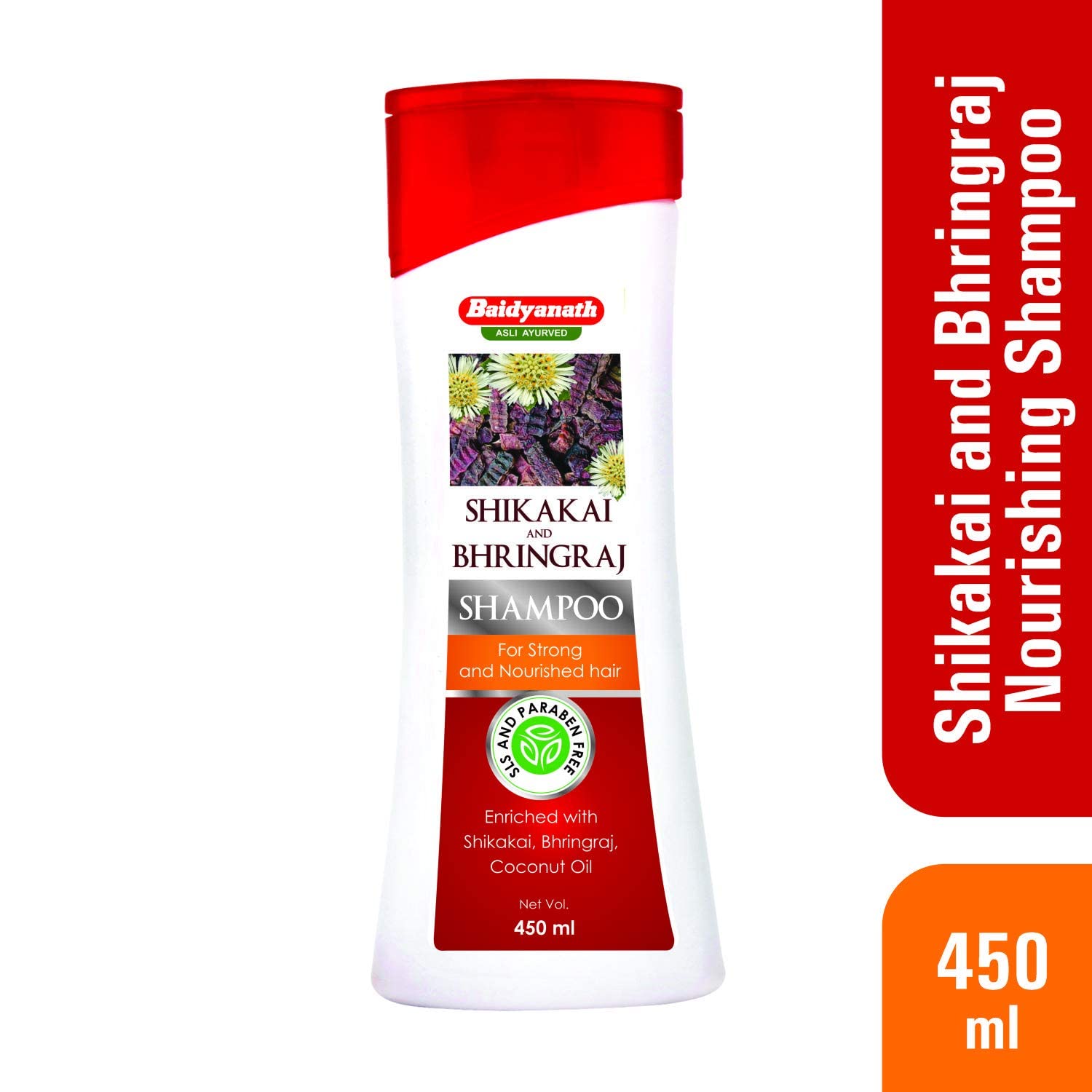 Baidyanath Asli Ayurvedic Shikakai & Bhringraj Nourishing Shampoo with Coconut Oil - 450ml Sulfate & Paraben Free for Strong, Healthy Hair - Perfect for Daily Hair Care & Scalp Nourishment