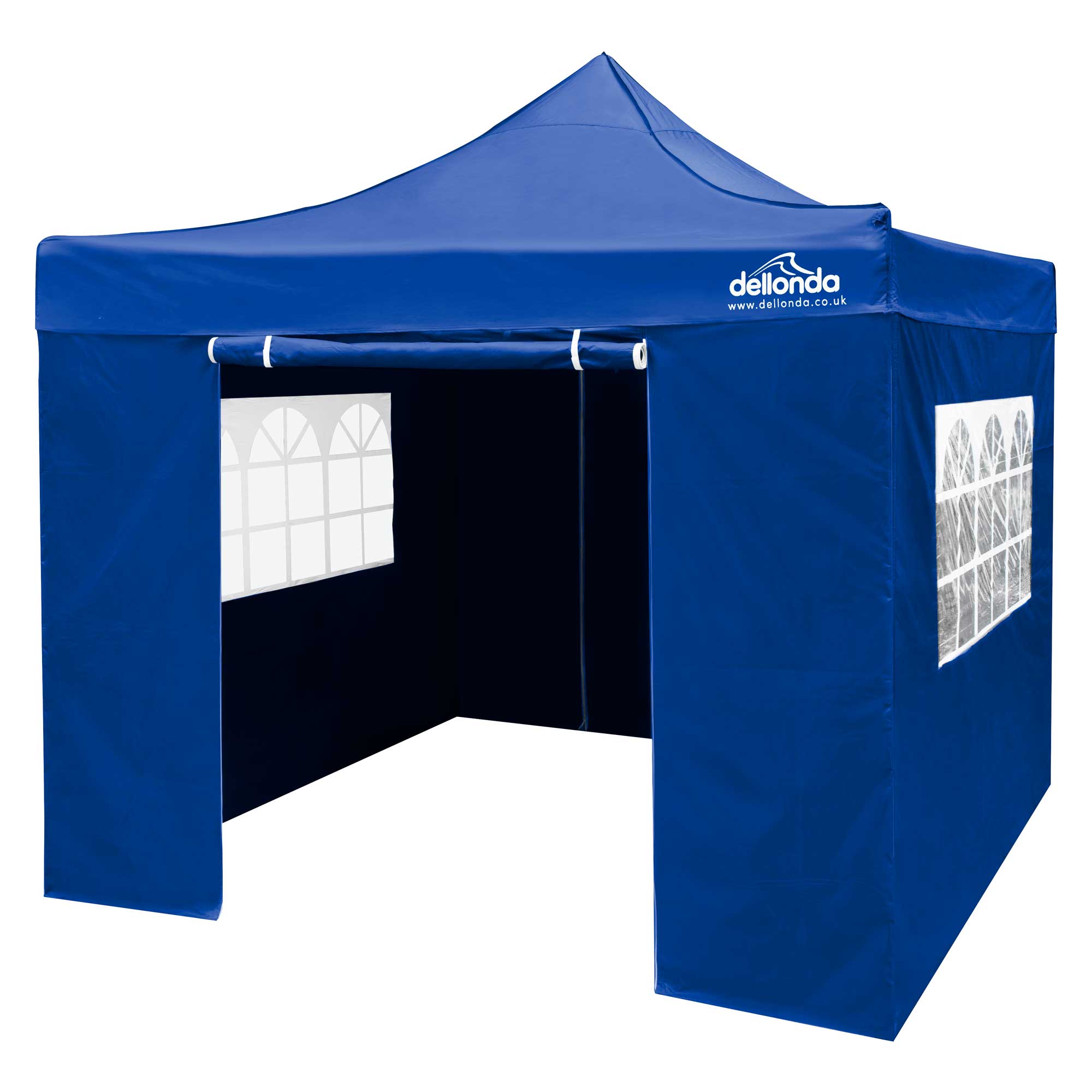 Premium 2x2m Pop Up Gazebo with Waterproof Side Walls, Carry Bag, Stakes & Weight Bags - Portable Outdoor Canopy for Camping, Beach, Picnics & Backyard Parties (Blue, DG161)