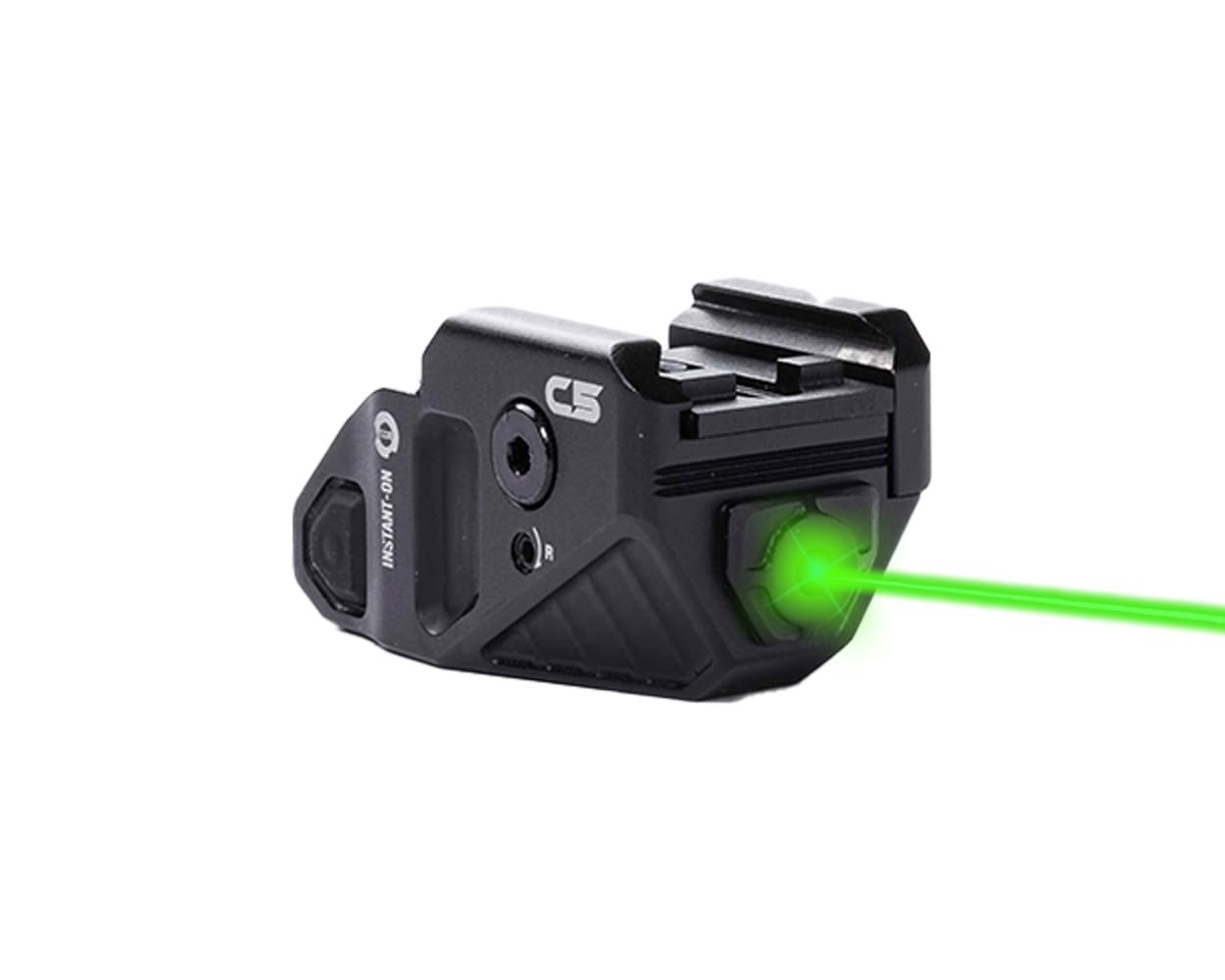 Viridian C5 Green Laser Sight for Pistols - Universal Rail Mount, Ambidextrous On/Off Switch, Rechargeable & Instant-On - Perfect for Home Defense, Tactical Training & Concealed Carry (Black)