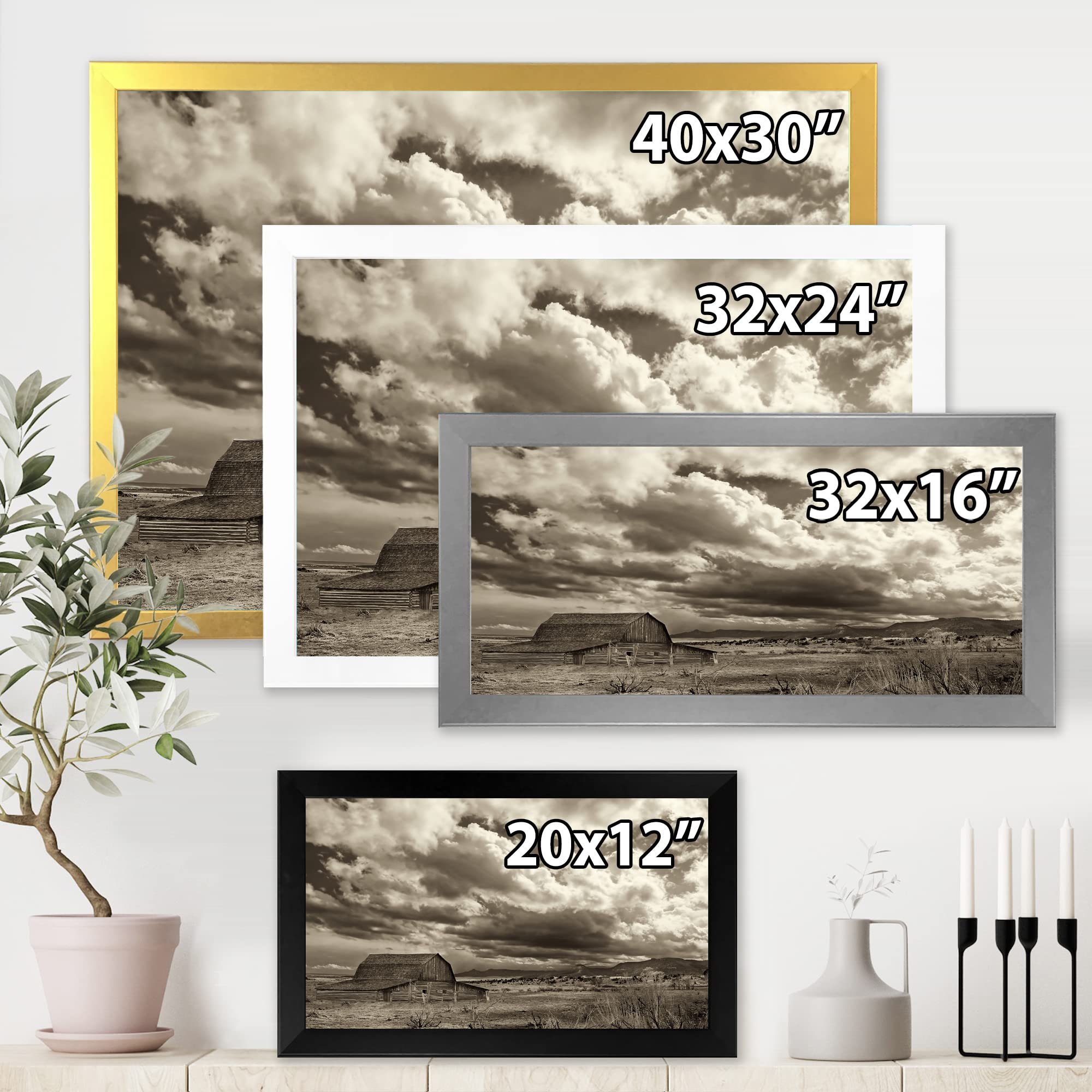 After The Rain On The Prairie Traditional Framed Wall Art - Landscape Oil Painting for Living Room, Bedroom & Office Decor