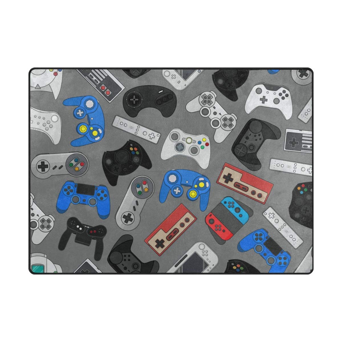 Vnurnrn Video Game Controller Design Area Rugs - Retro Gaming Decor for Living Room, Bedroom & Dining Room - Soft Non-Slip Floor Mat for Gamers & Game Room Decor