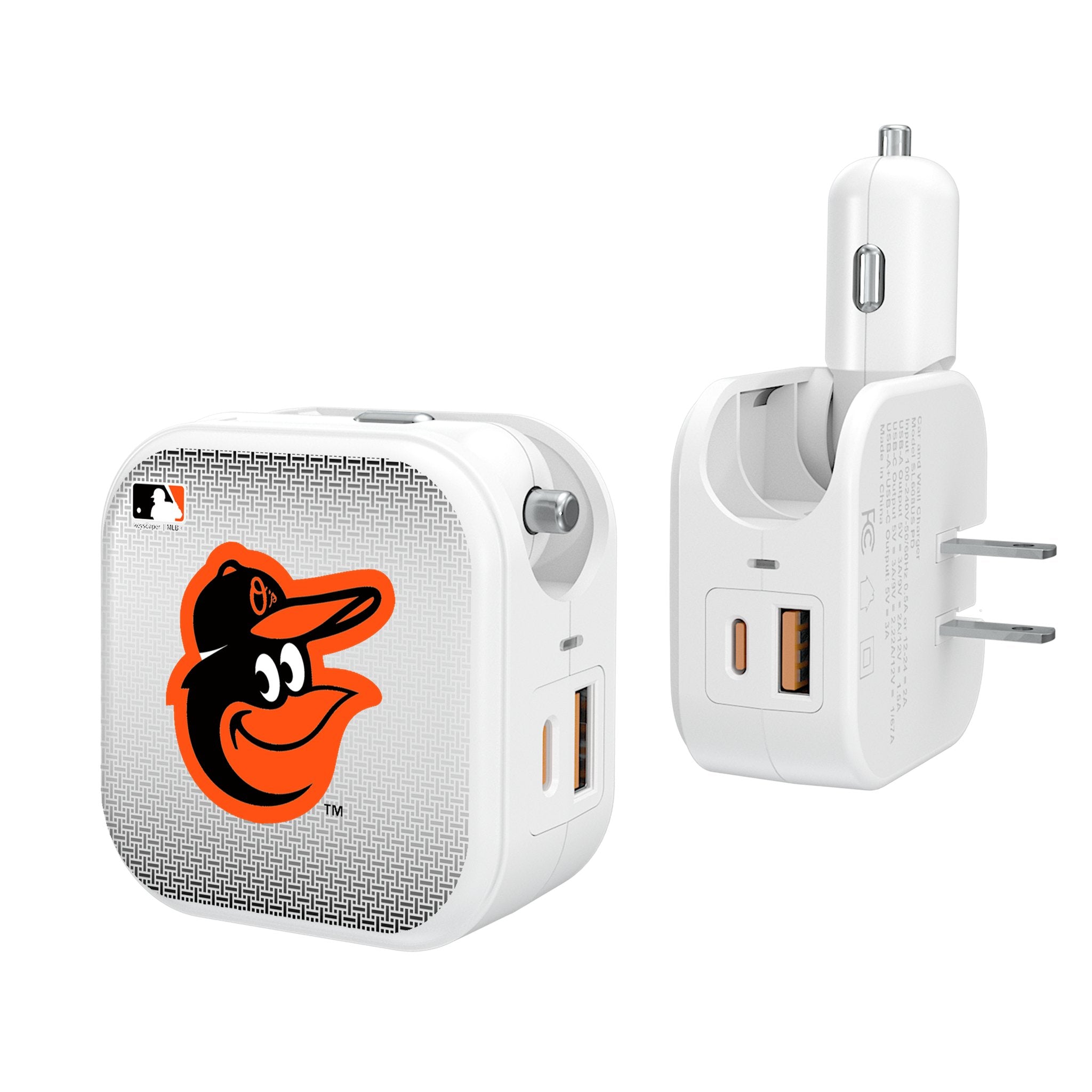 Baltimore Orioles 2-in-1 USB Charger with Linen Cover - Fast Charging Cable for iPhone & Android - Perfect for Home, Office & Travel Accessories