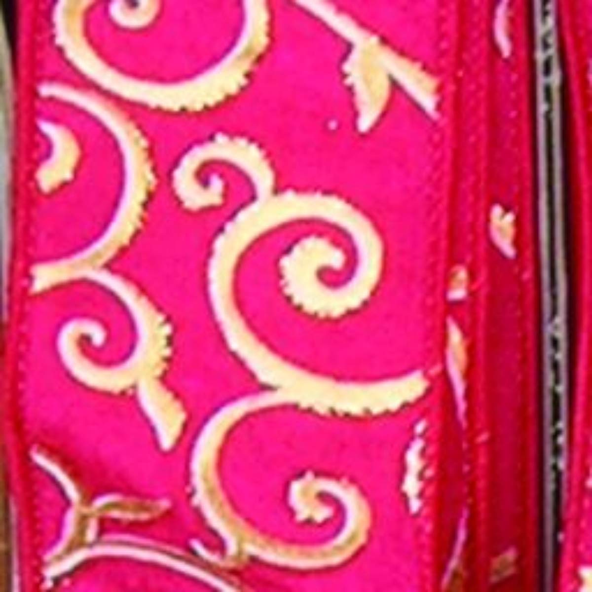 Red Gold Swirl Wired Ribbon 1.5x40yds for Gift Wrapping Decor