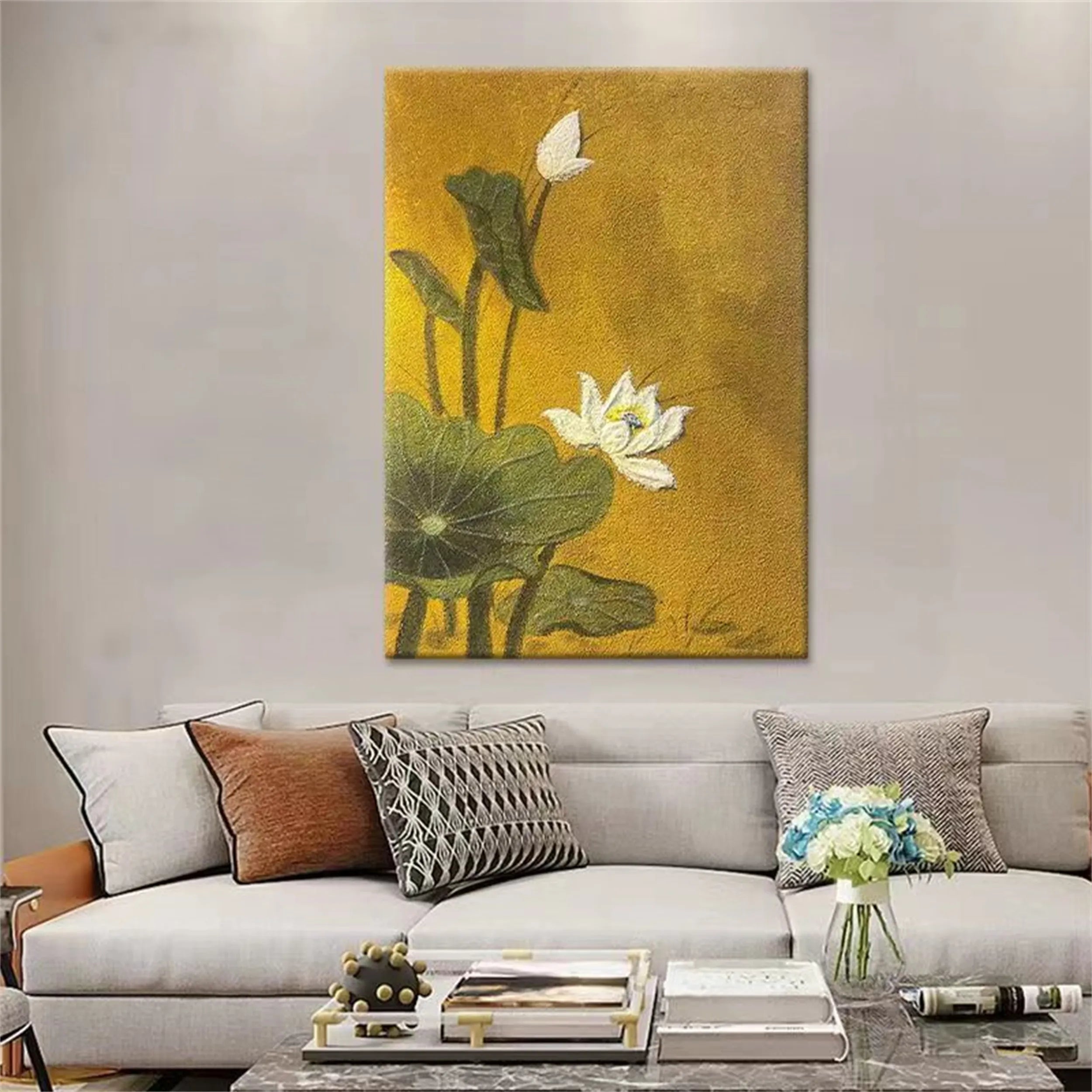 Beautiful Flower and Tree Painting #FT086 - Handmade Canvas Art for Home Decor, Living Room, Bedroom & Office Wall