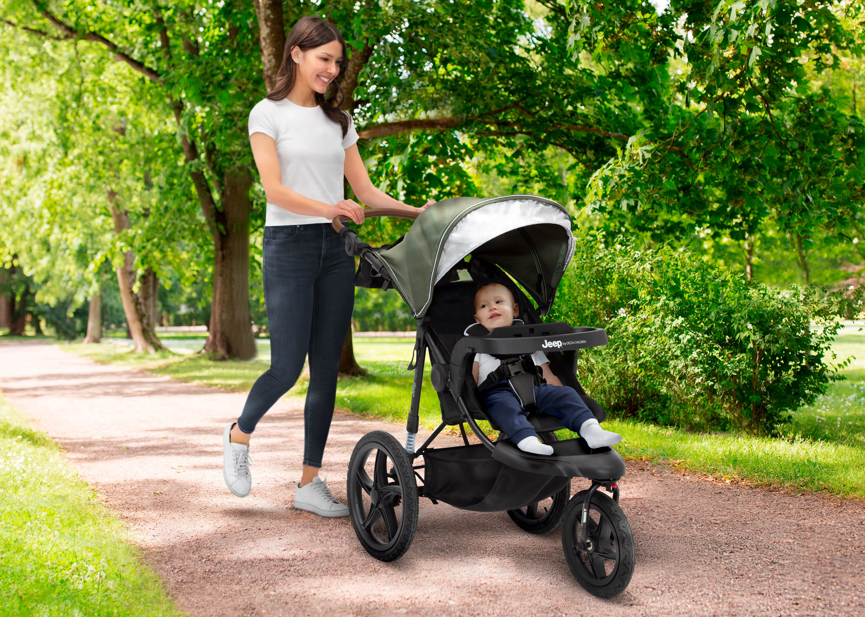 Jeep TurboGlyde All-Terrain Jogging Stroller for Running & Outdoor Adventures - Lightweight Baby Stroller with Shock Absorption for Smooth Rides on Trails, Parks & City Streets