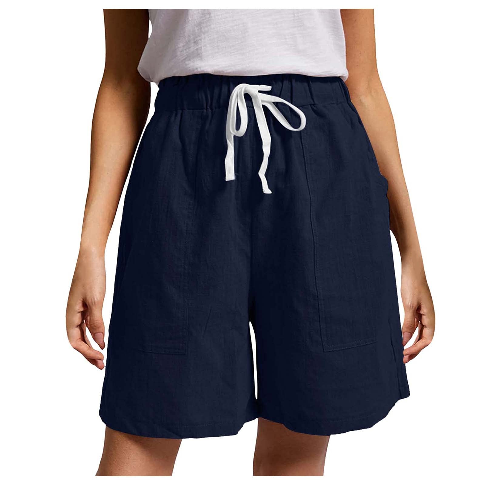 High Waist Women's Shorts with Drawstring - Solid Color Casual Fashion Shorts with Pockets | Perfect for Summer, Gym, Travel & Everyday Wear